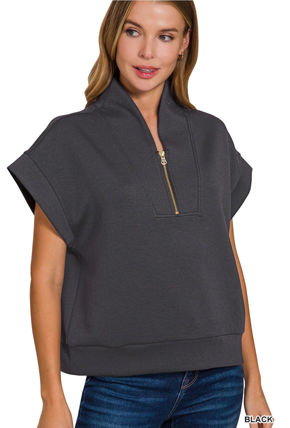 High Neck Half Zip Vest