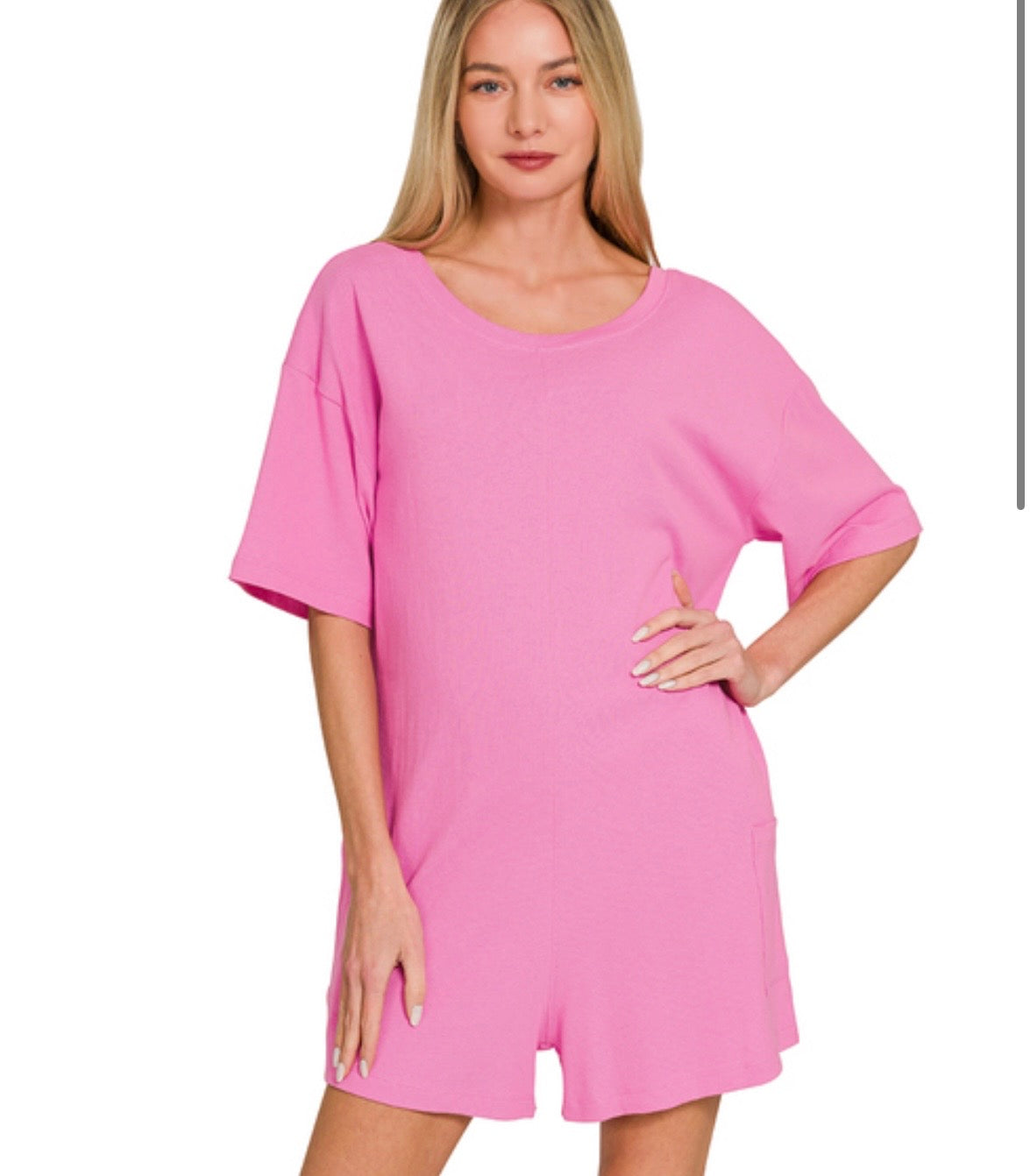 V-Neck/ Scoop Neck 2-WAY Romper W/ Pockets