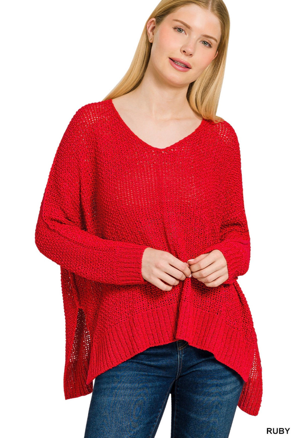Dolman Sleeve V-Neck Sweater