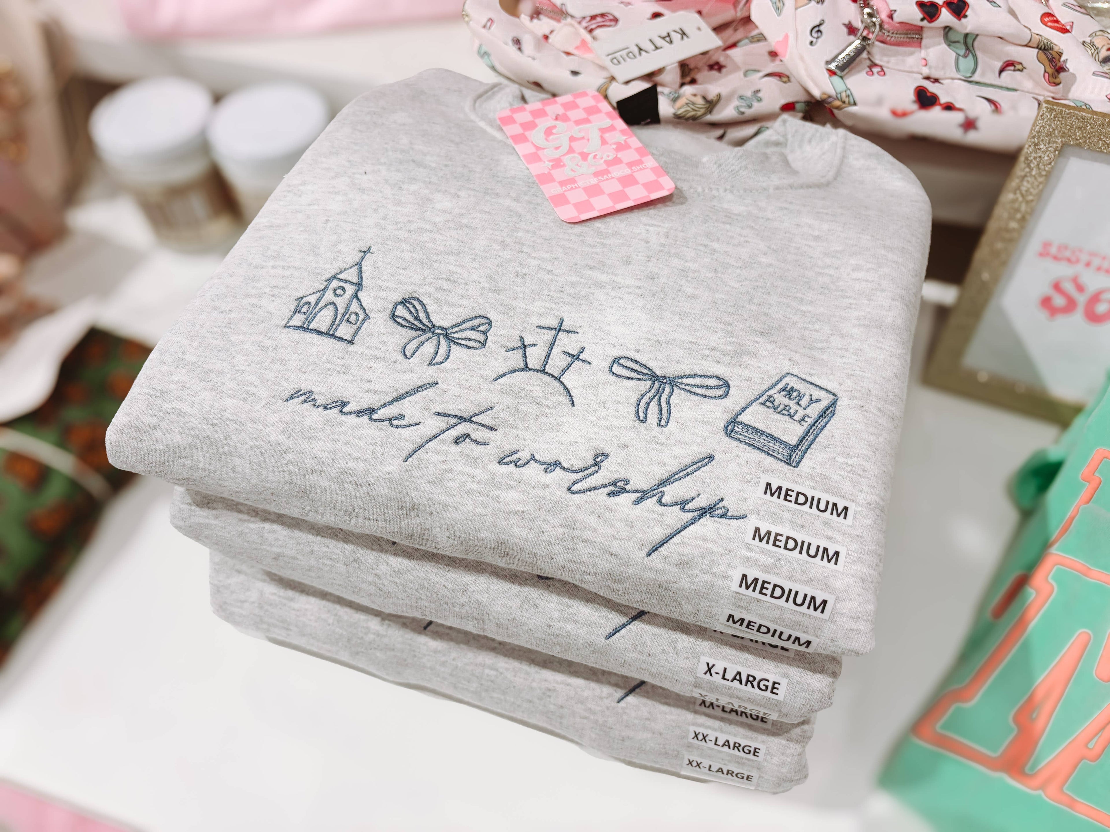 Made To Worship Embroidered Crewneck | Church Sweatshirt