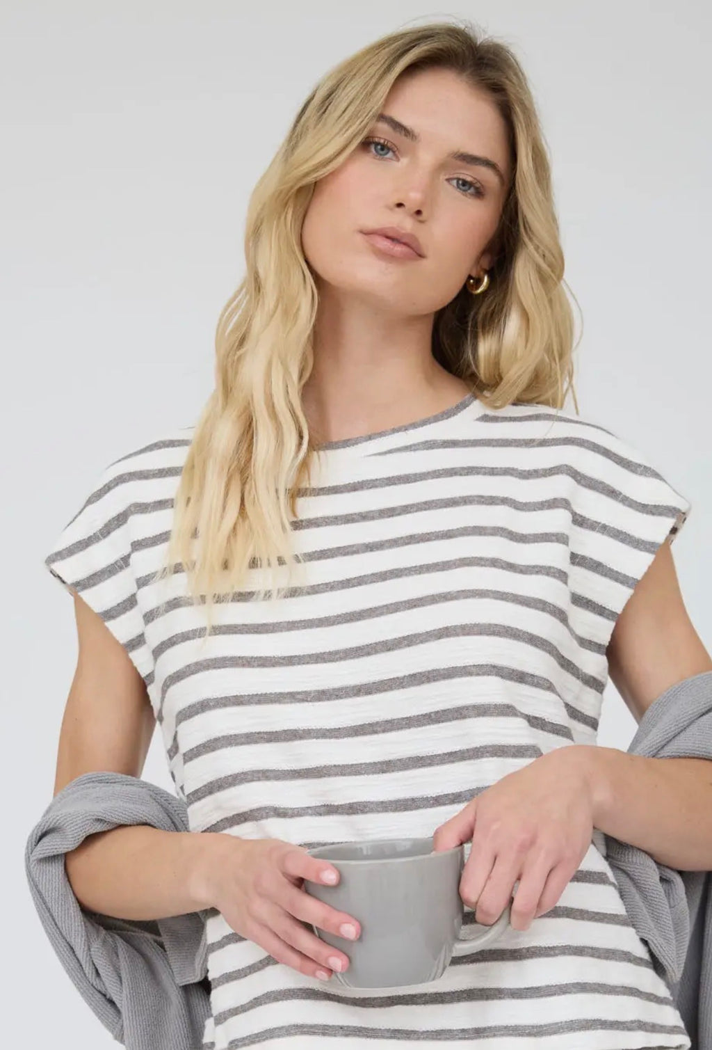 Stripped Round Neck Short Sleeve Top