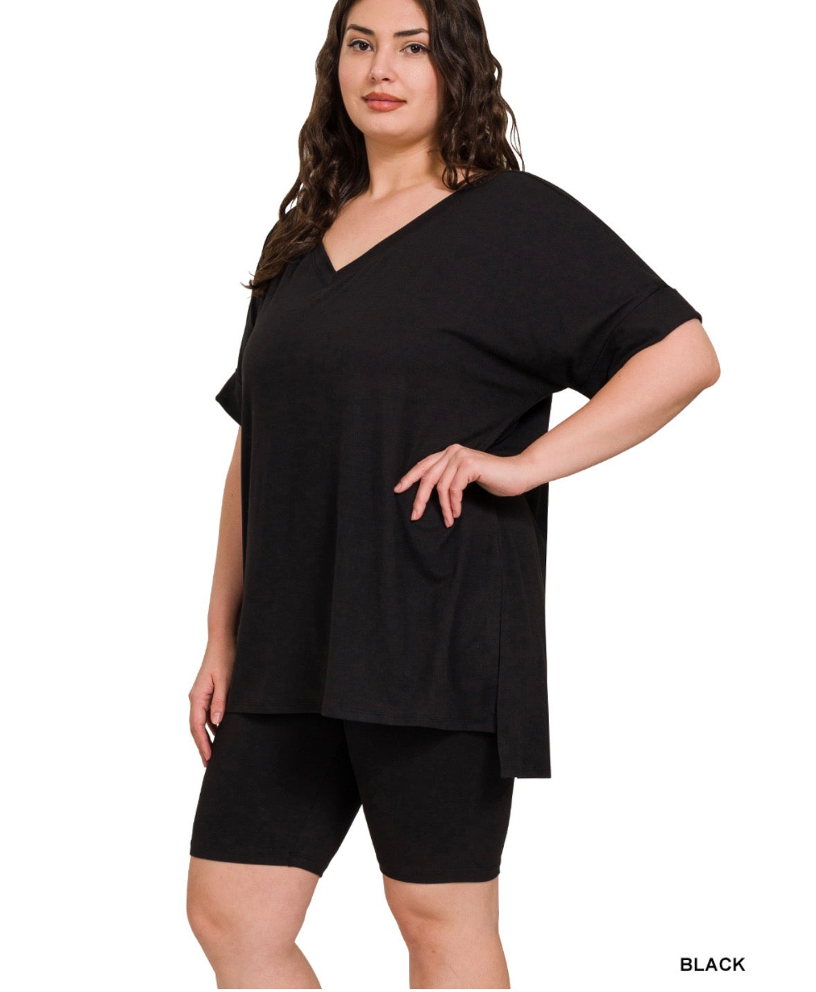 Butter Soft V-Neck Top & Biker Shorts