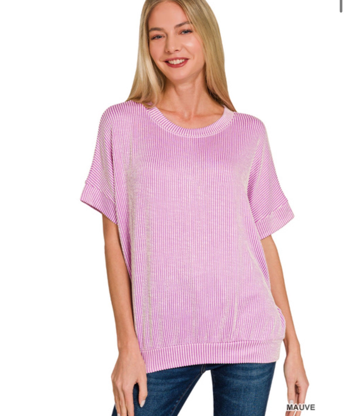 Ribbed Short Sleeve Top