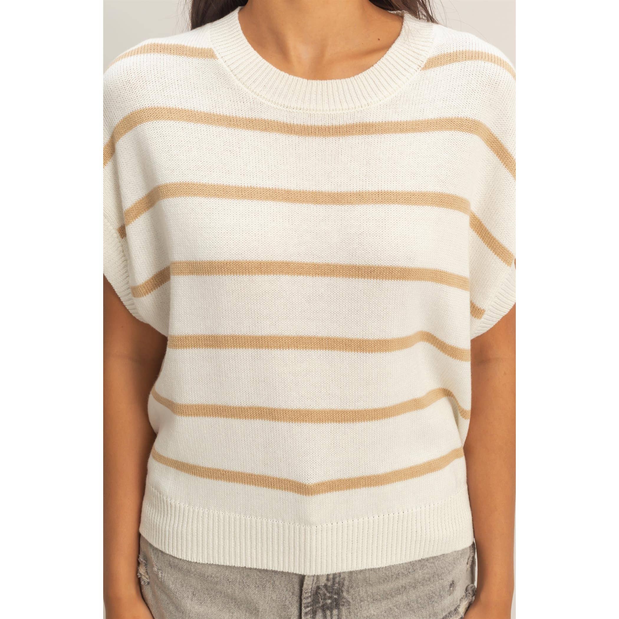 Striped Crew Neck Knit Top
