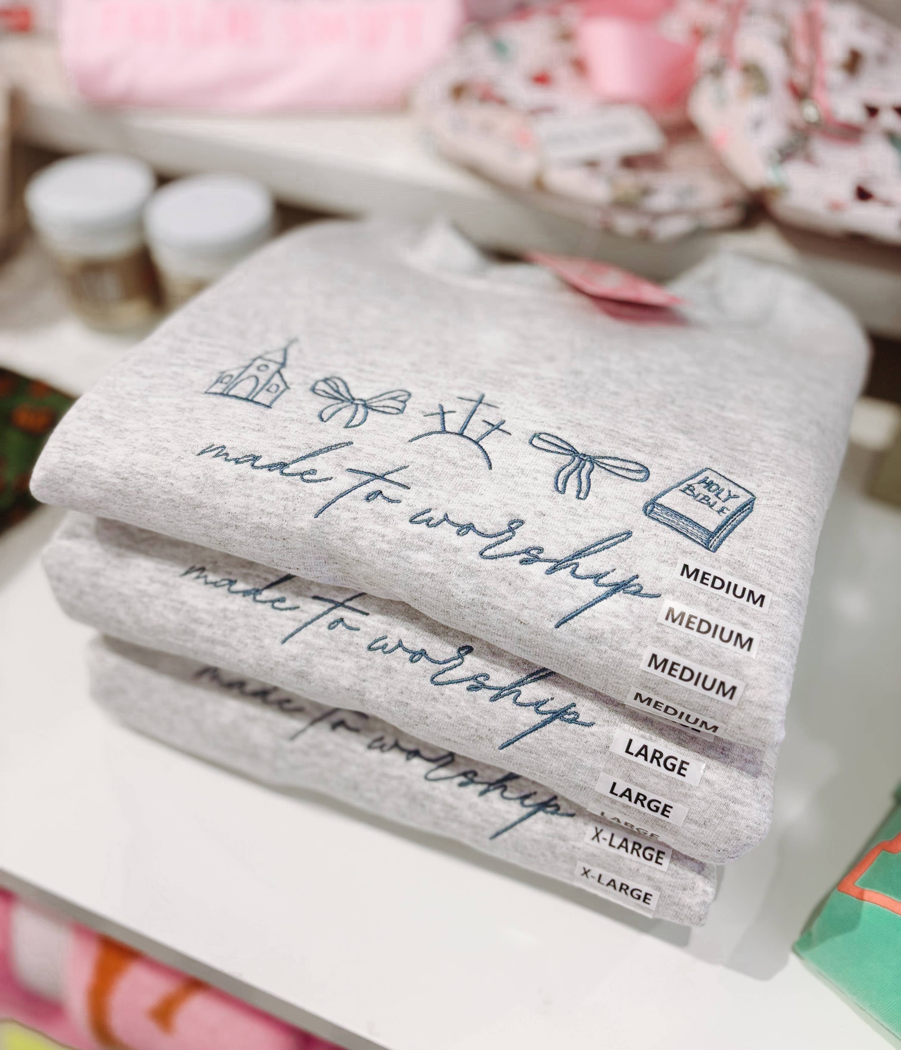 Made To Worship Embroidered Crewneck | Church Sweatshirt