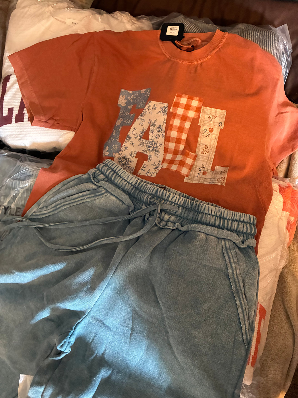 Acid Wash Fleece Palazzo Sweat Pants W/ Pockets