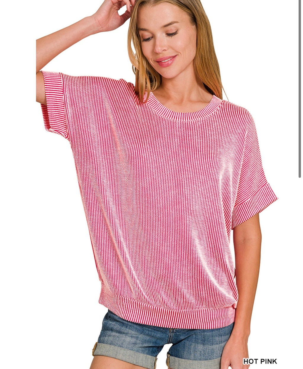 Ribbed Short Sleeve Top