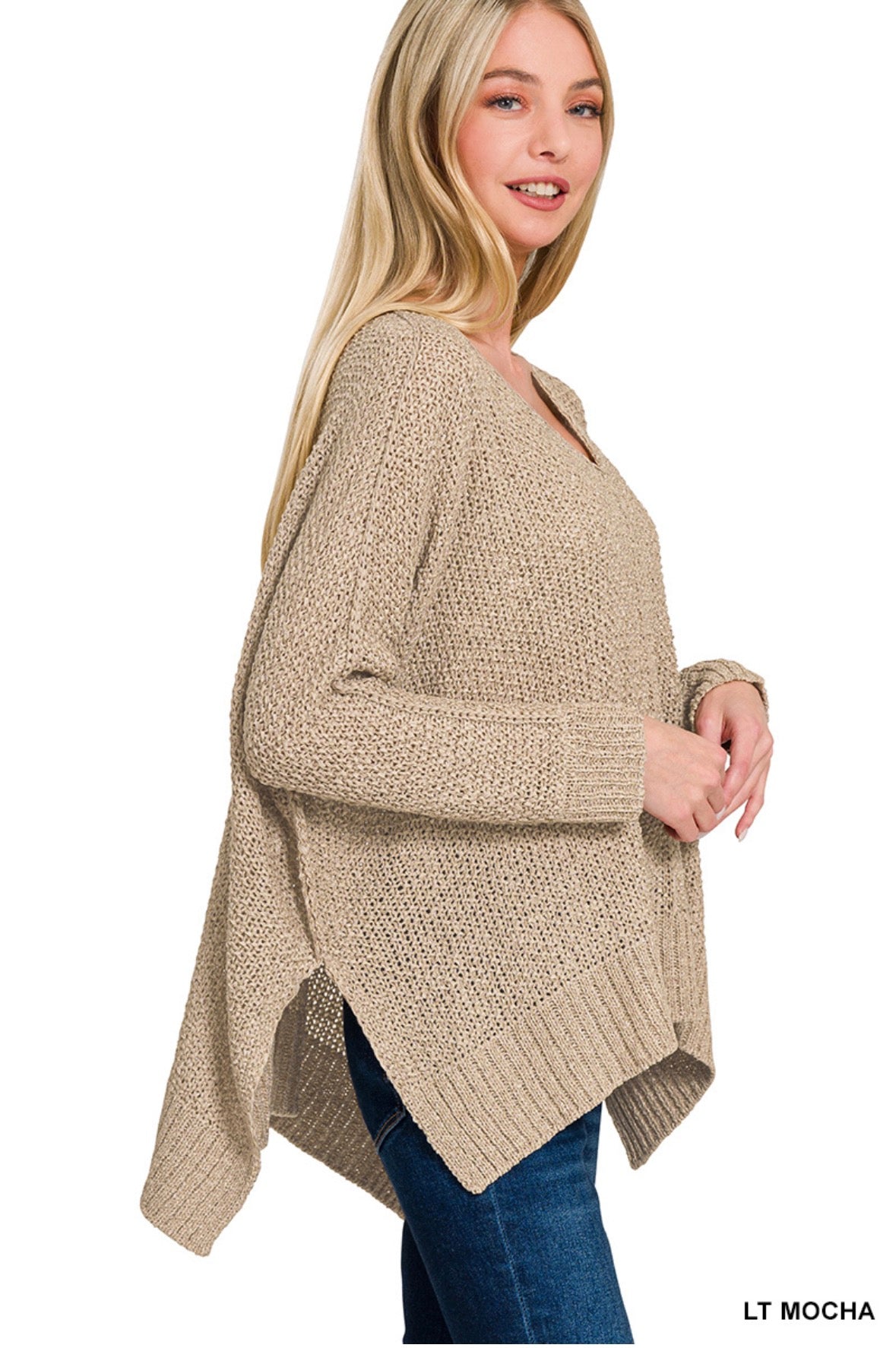 Dolman Sleeve V-Neck Sweater