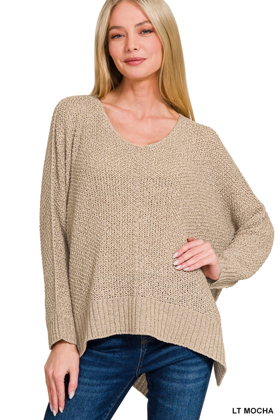 Dolman Sleeve V-Neck Sweater