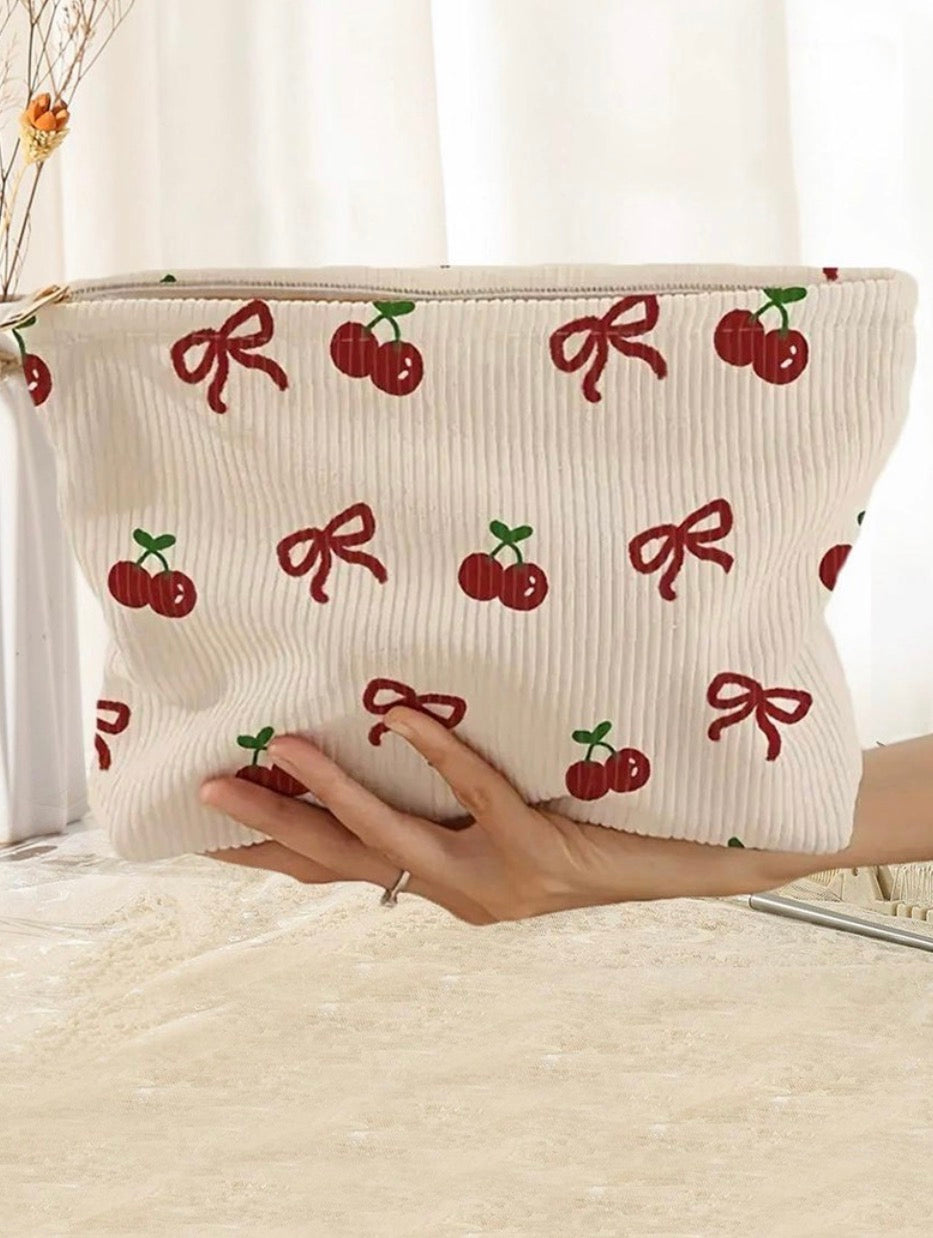 Bowknot pattern makeup cosmetic clutch bag