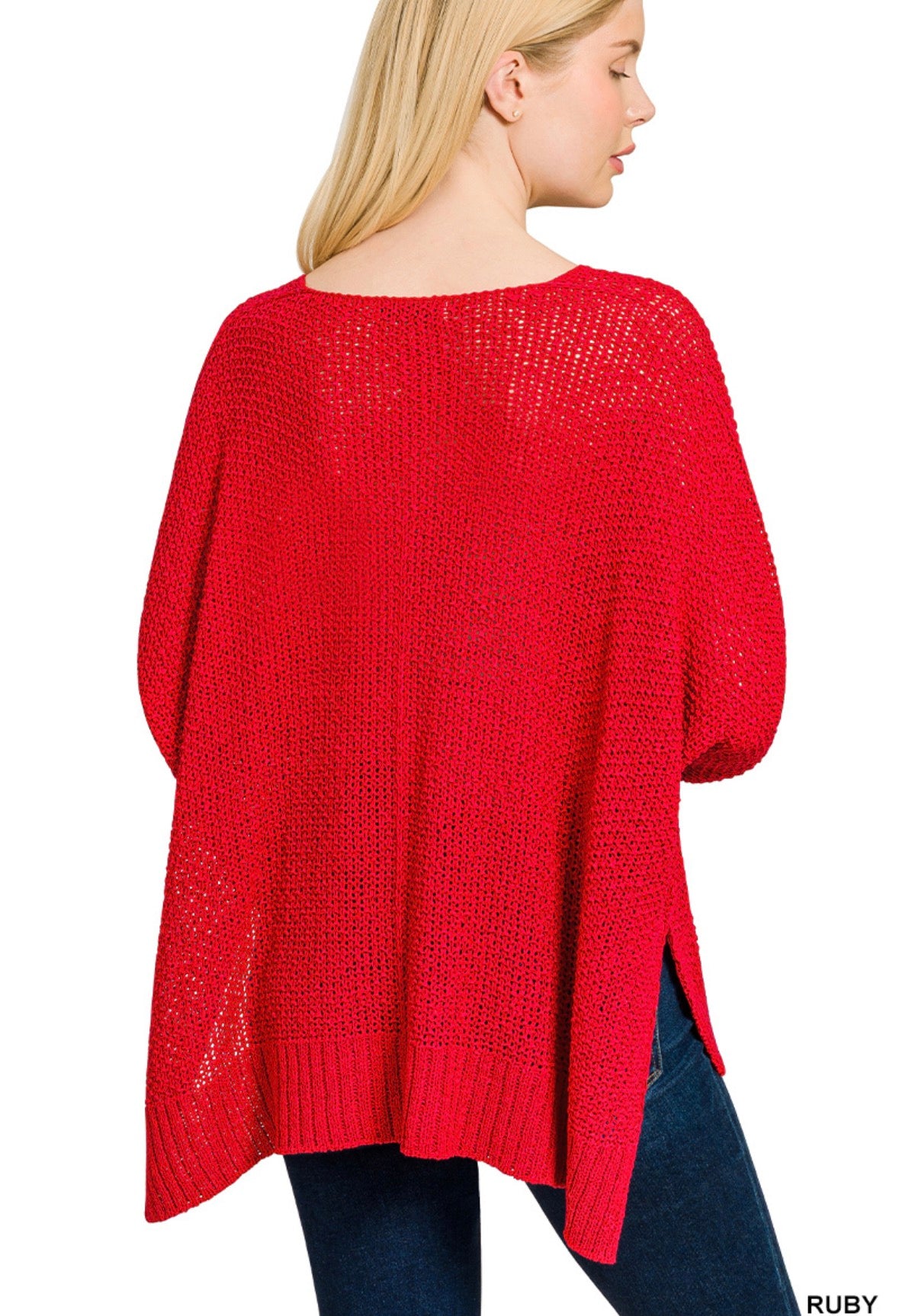 Dolman Sleeve V-Neck Sweater