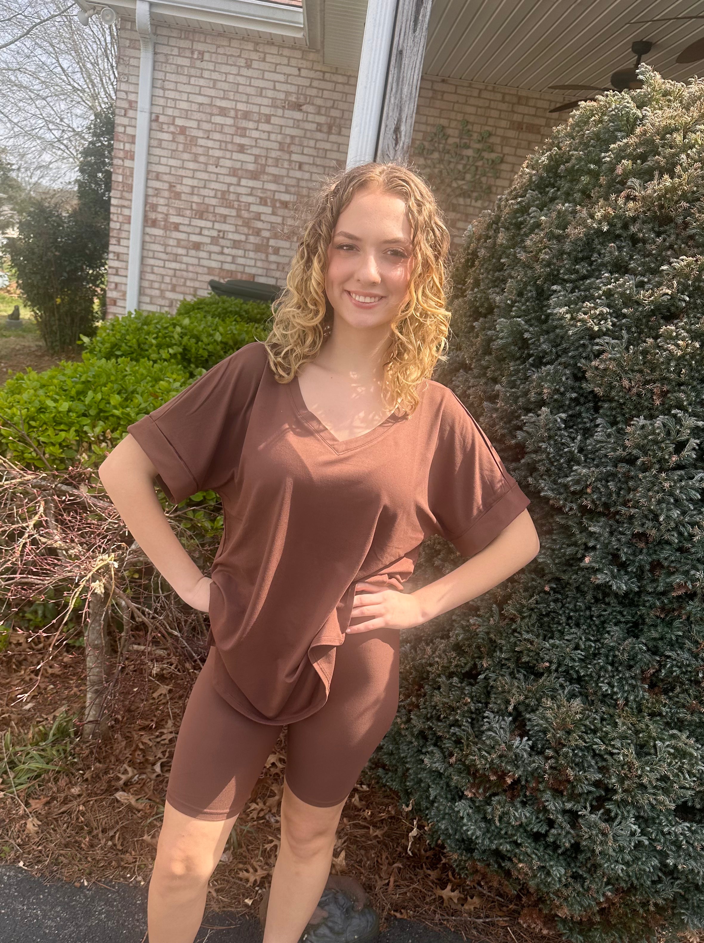 Butter Soft V-Neck Top & Biker Shorts