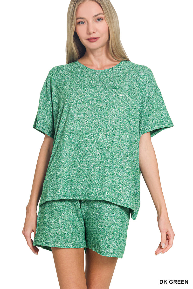 Soft melange short sleeve tee & short pants set
