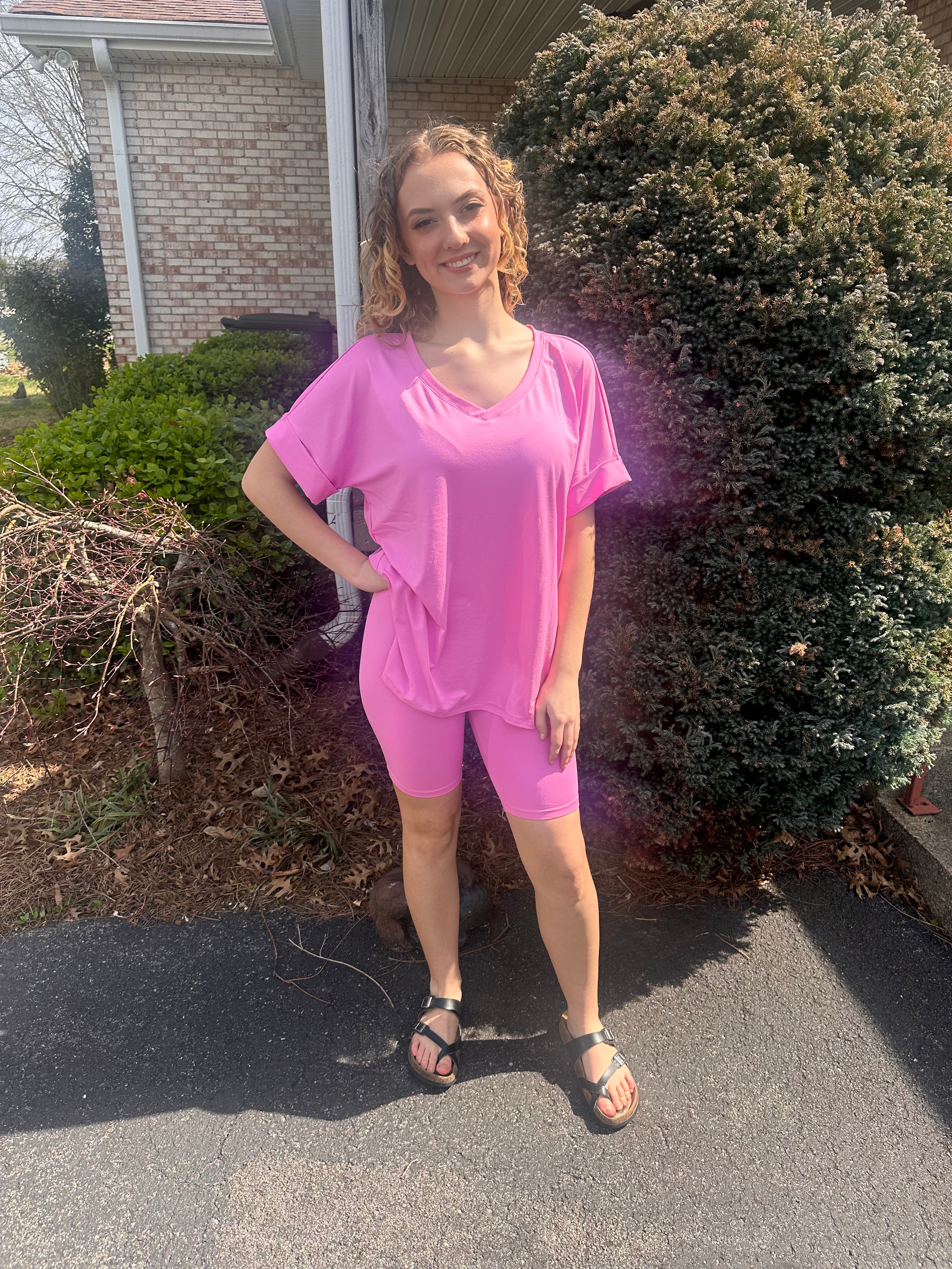 Butter Soft V-Neck Top & Biker Shorts