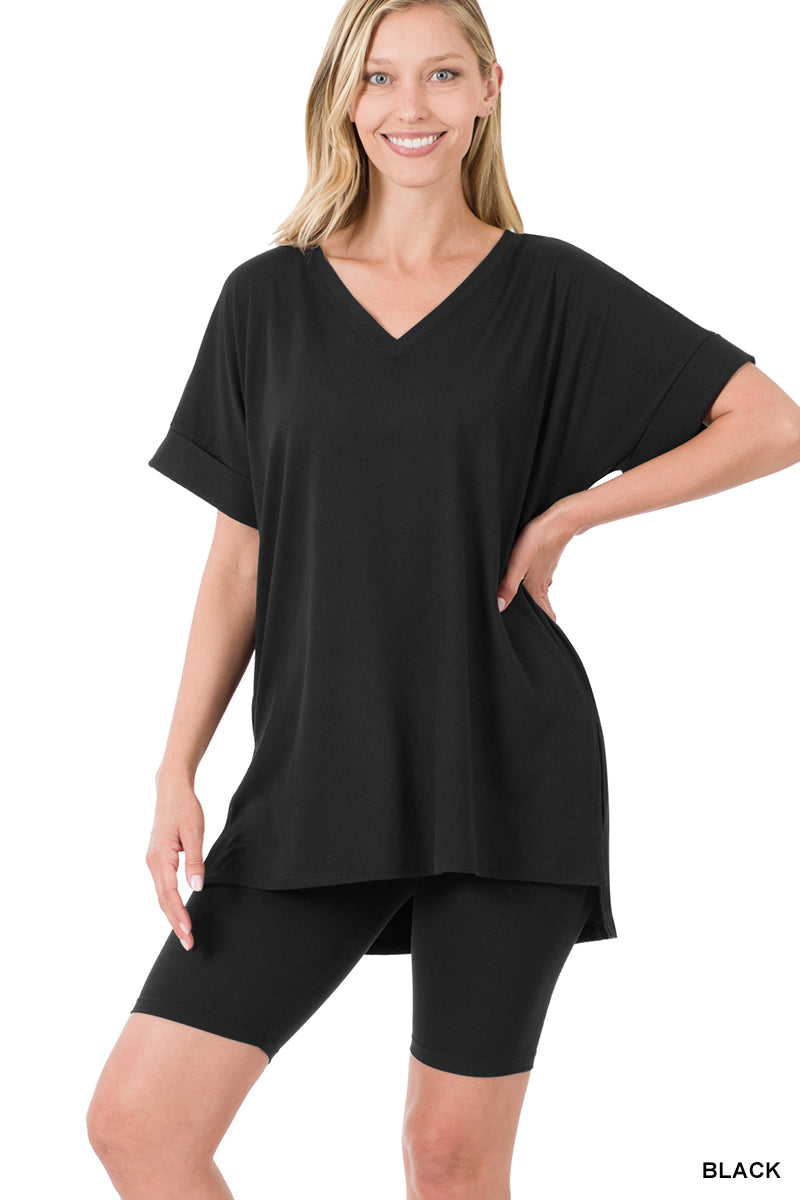 Butter Soft V-Neck Biker Set