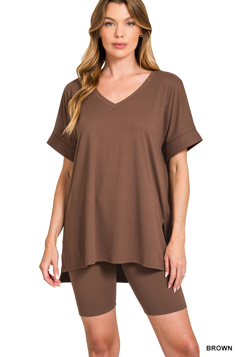 Butter Soft V-Neck Biker Set