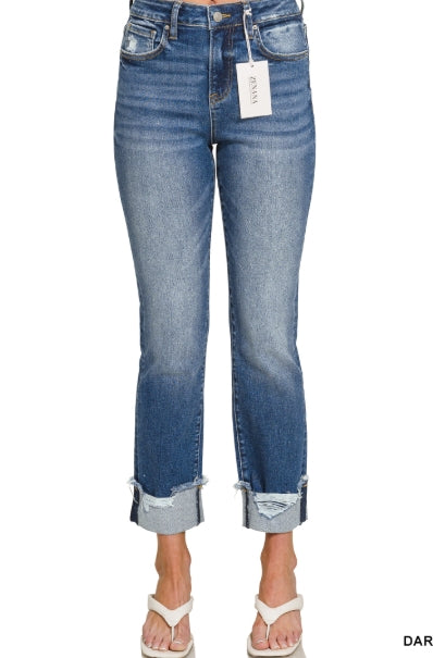 Cuffed skinny denim pants